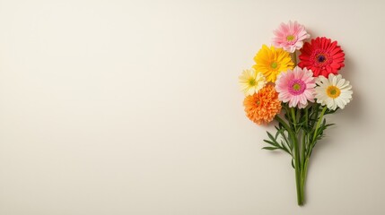 Fototapeta premium Bright and Colorful Flower Bouquet on Neutral Background