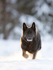 Fototapeta premium Running wolf in snowy landscape nature photography captivating winter environment outdoor adventure wildlife exploration