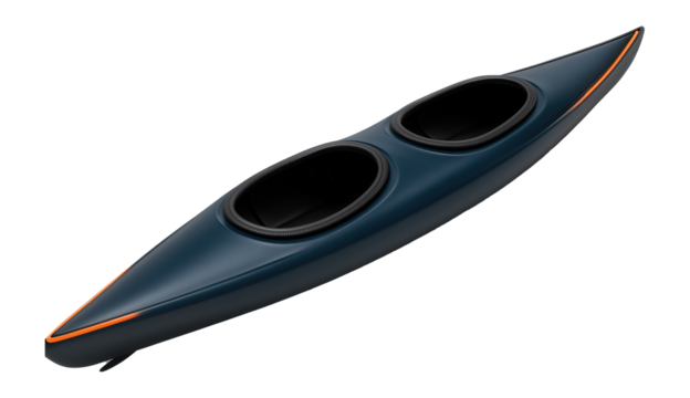 Tandem kayak with two cockpits and streamlined hull