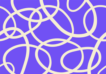 Abstract horizontal background with dynamic linear circles. Trendy vector illustration in style retro 60s, 70s. Purple and white colors 