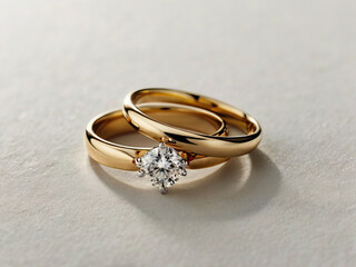 Gold wedding bands with sparkling diamond engagement ring wedding rings jewelry