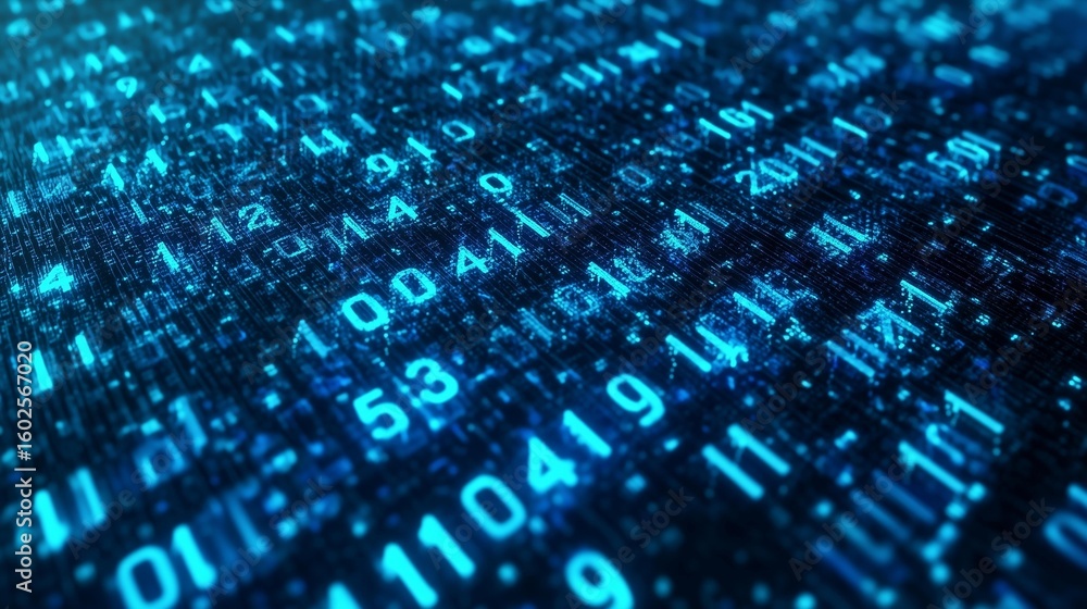 Aufkleber a close-up view of glowing digital binary code