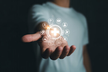 Person holding glowing digital network of social media icons