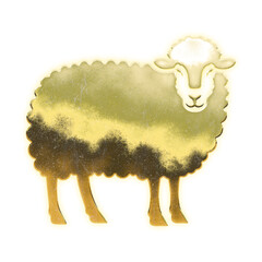 Shining golden sheep, alpha channel

