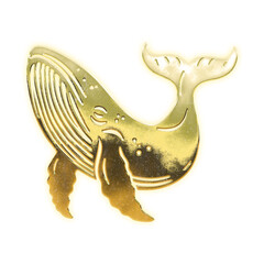 Shining golden whale, alpha channel

