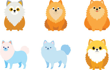 Pomeranian Dog Color Vector Illustration