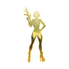 Shining golden female assassin, alpha channel

