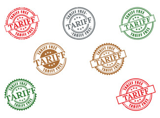 Tariff Free Rubber Stamp Collection, Import Duty Exempt Seal Vector Set