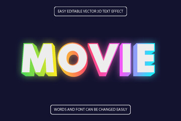 Editable Rainbow 3D Movie Text Effect Vector Graphic