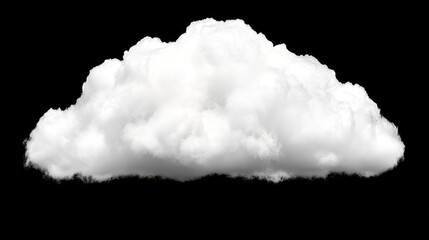 Isolated cumulus cloud against black background. Potential use stock image for weather, climate, or nature-related projects