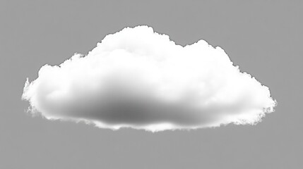 Isolated fluffy cumulus cloud against gray background.  Possible use weather forecast, educational material, science projects
