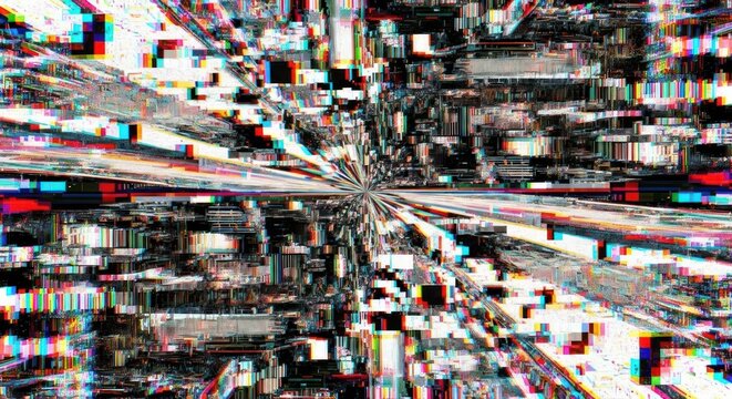Glitch effect cityscape distorted digital art