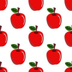 seamless pattern featuring illustrations of red apples.