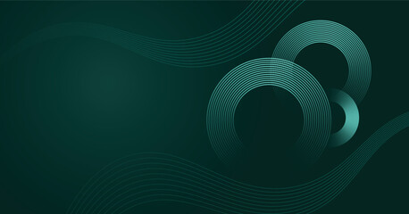 Dark Green Abstract Background with Flowing Circular Line Art Patterns - Modern Digital Design