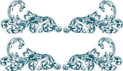 Baroque Ornamental Header and Footer – Vintage Scroll Decoration Vector.eps