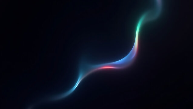 Dark navy blue cyan teal gradient wave abstract background. Smooth ombre transition light curve. Bright glow shimmer neon light beam. Futuristic energy line. Noise grain texture blur effect