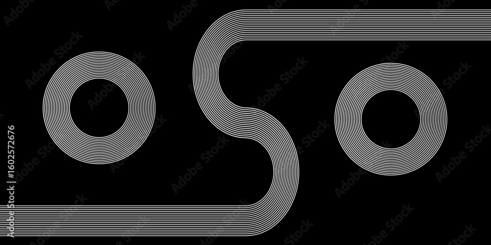 Poster abstract background with lines like letter s. black lines on a white background and white lines on t