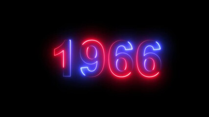 Neon text calendar 1966 animation, glowing neon icon blue and orange colors 4k video. Neon light countdown 1966 Sal number icon background 4k animation. - Powered by Adobe