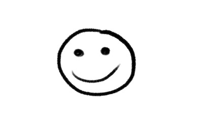 Cute hand drawn smiley face icon with happy expression on white background for fun design, stickers, or children’s art