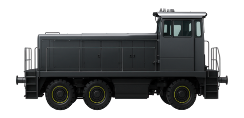 Electric switcher locomotive featuring a single cab and side walkways