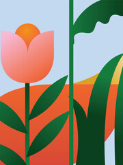 Fresh colorful flowers vector poster background