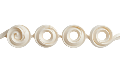 Abstract Creamy Swirls Photo – Four Unique Textured Shapes in Horizontal Row on Transparent Background