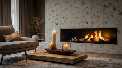 Fototapeta premium fireplace in living room