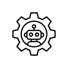 Robot head inside a cogwheel icon