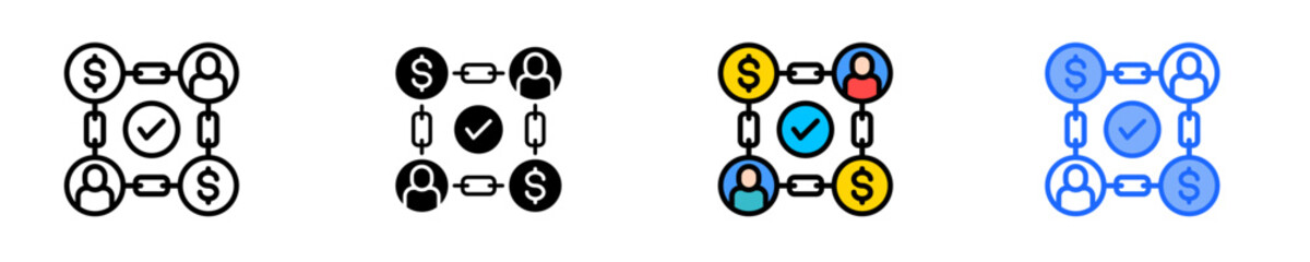 Blockchain Transactions  Icon Set Multiple Style Collection
