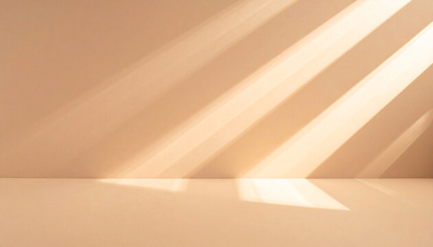 Brown background with light and shadow of leaf effect on studio concrete wall texture for Autumn banner,Backdrop empty kitchen cement wall room with blur natural sunlight on for floor product design - Powered by Adobe