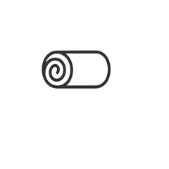 Rolled towel vector icon, black line art symbol for spa, hotel, and bathroom, isolated on a transparent background