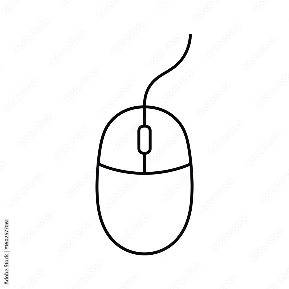 Poster simple line drawing of a computer mouse