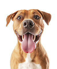 Obraz premium Happy brown dog with tongue out and floppy ears on transparent background