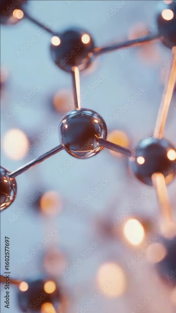 Poster three-dimensional molecular model showcasing the structure of atoms and their bonds within a molecul