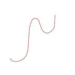 red dotted curved line