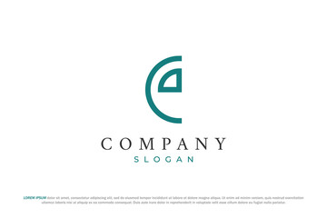 letter e semicircle minimal logo