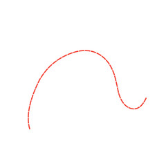 red dotted curved line