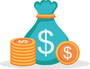 Dollar Coin Cash Money Management Financial Growth Concept Design Vector Illustration