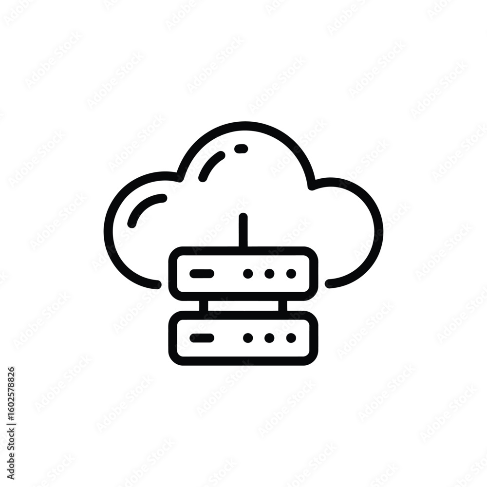 Poster cloud computing server icon for data storage and network services