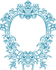 Vintage Floral Heart Frame – Elegant Baroque Love Border Vector.eps