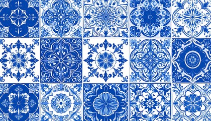 Decorative blue and white tile pattern
