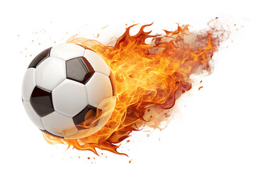 Fototapeta premium flaming soccer ball sports and recreation isolated on white background PNG, AI GENERATED