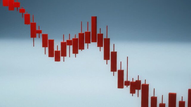 Red candlestick chart showing market decline. Business financial graph with falling trend. Data visualization for economic crisis.