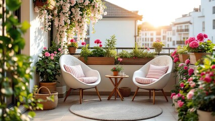 Fototapeta premium Balcony with pots