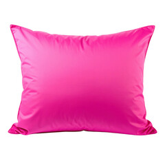 Vibrant hot pink satin pillow smooth fabric texture studio shot isolated on transparent background. PNG die-cut for advertising