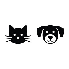 Cat and Dog Head Icon Set Pet Store Logo Design