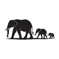 Obraz premium Black elephants walking together baby elephant family