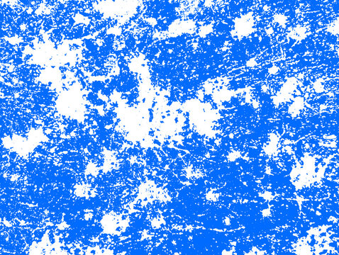Grunge blue splash texture with dirty distressed effect on transparent background. Perfect for edgy design overlays, t-shirts, backgrounds, posters, or urban street art elements.
