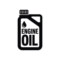 Black and white engine oil bottle icon for automotive industry