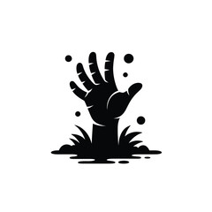Zombie hand rising from the ground Halloween vector illustration